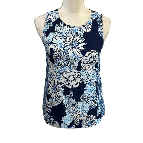 Lilly Pulitzer XXS IONA SLEEVELESS TOP Low Tide Navy Bouquet Tank NWT Floral $98 - Picture 10 of 16